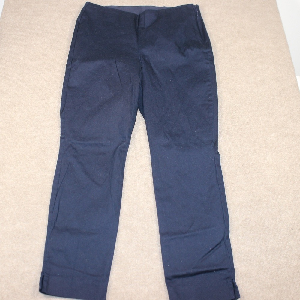 Old Navy Pixie Ankle Pants Womens 10 Navy Blue Side Zip Stretch Chino Slacks